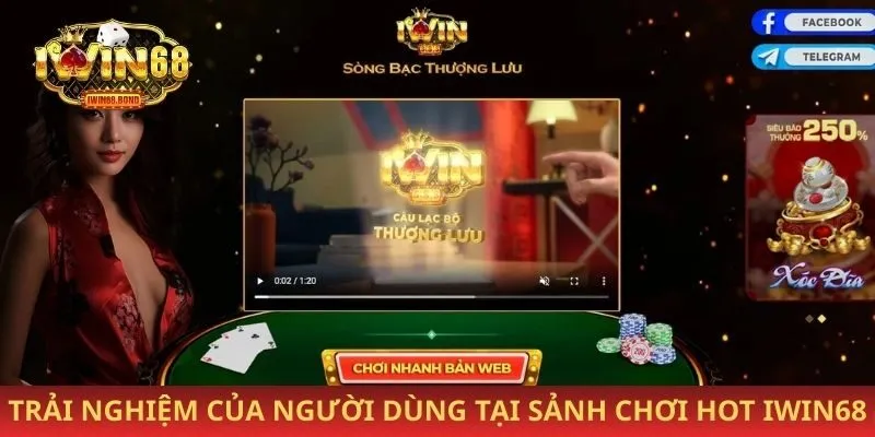 Trải nghiệm của người dùng tại sảnh chơi hot Iwin68